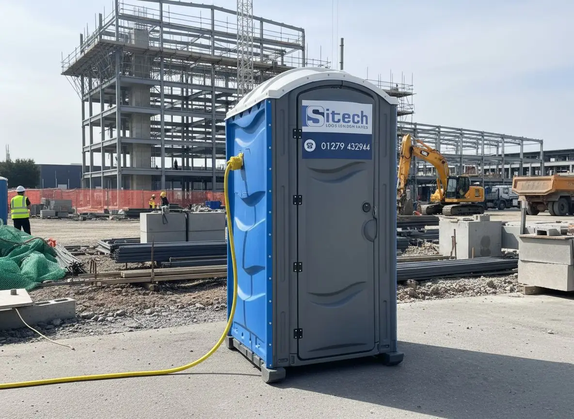 110v hot water toilet hire London winter construction site