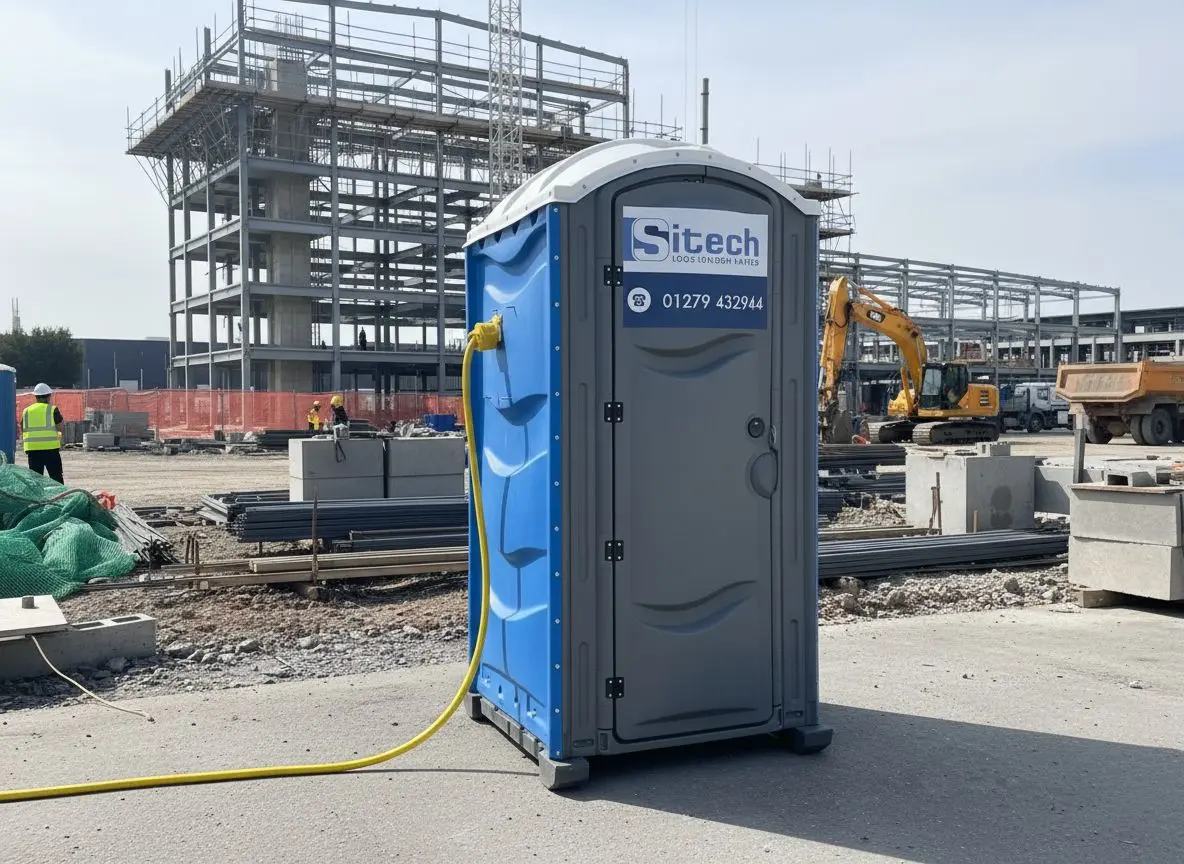 110v hot water toilet hire London winter construction site